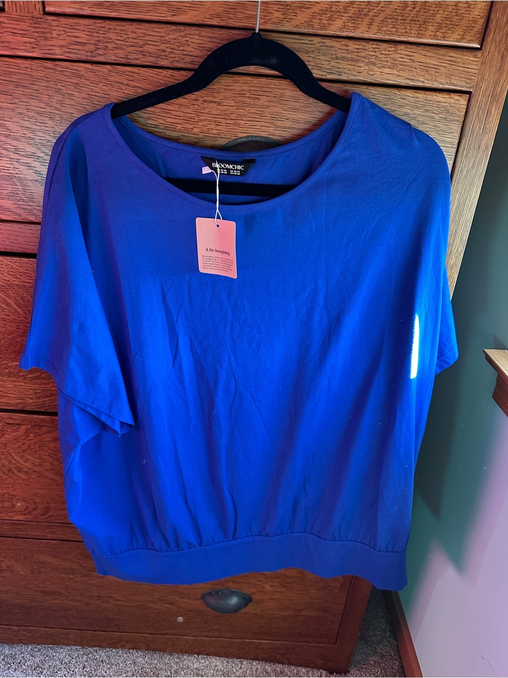 BloomChic Electric Blue Short Sleeve Blouson Top